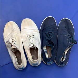 Two pairs of Tom’s tennis shoes size 7.5